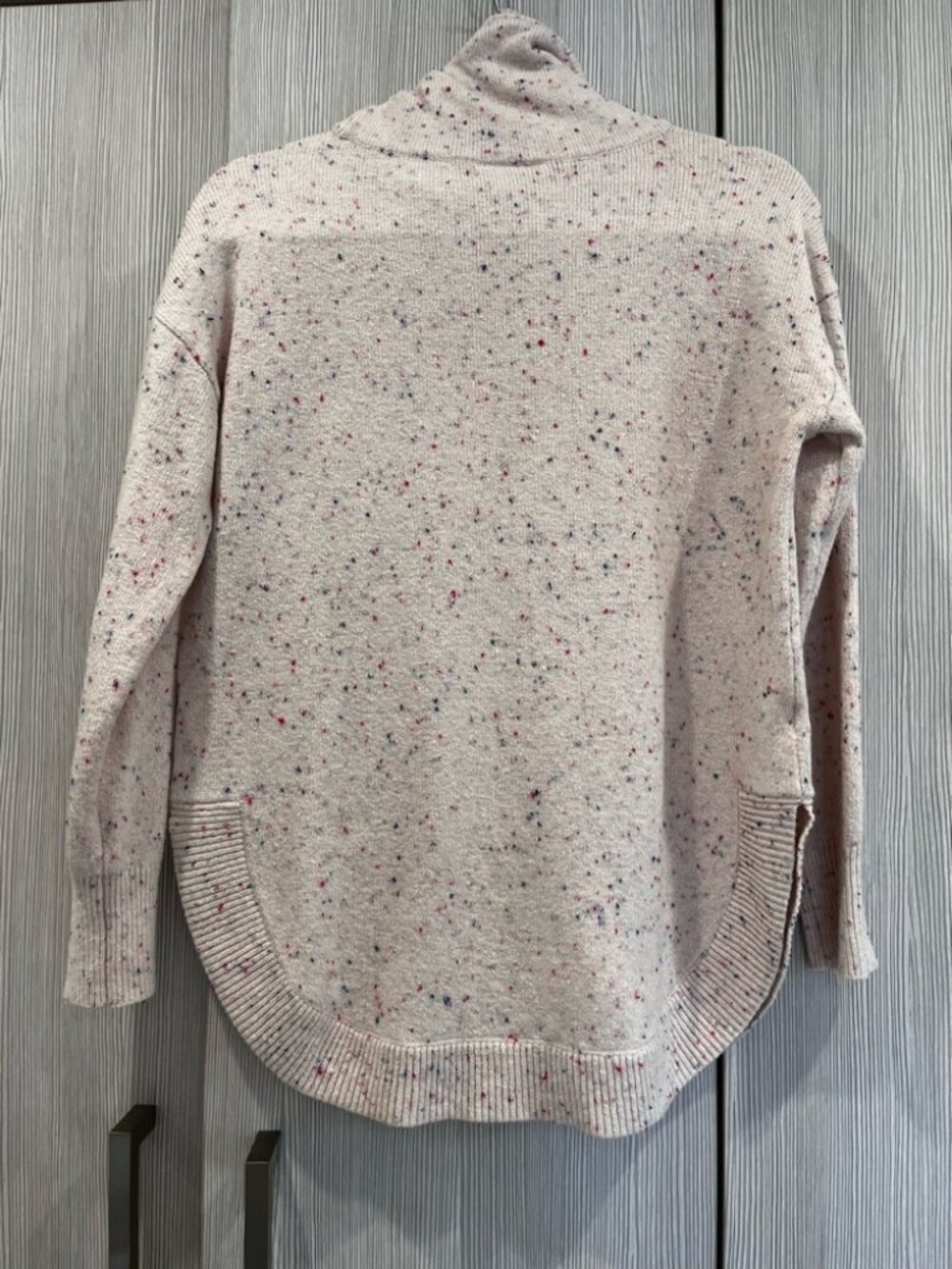 NEW LOFT Confetti Cowl Neck Sweater Pale Pink Medium Petite NWOT Soft Cozy Knit